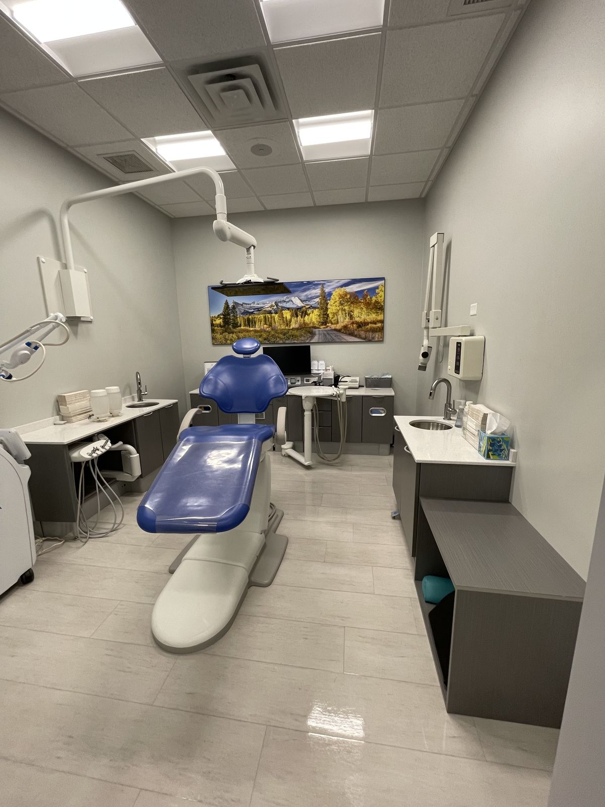 Dental treatment room cleaned and ready for the next patient