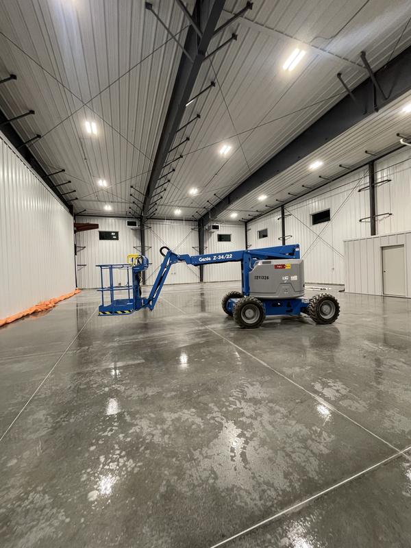 Hangar interior with a freshly polished floor